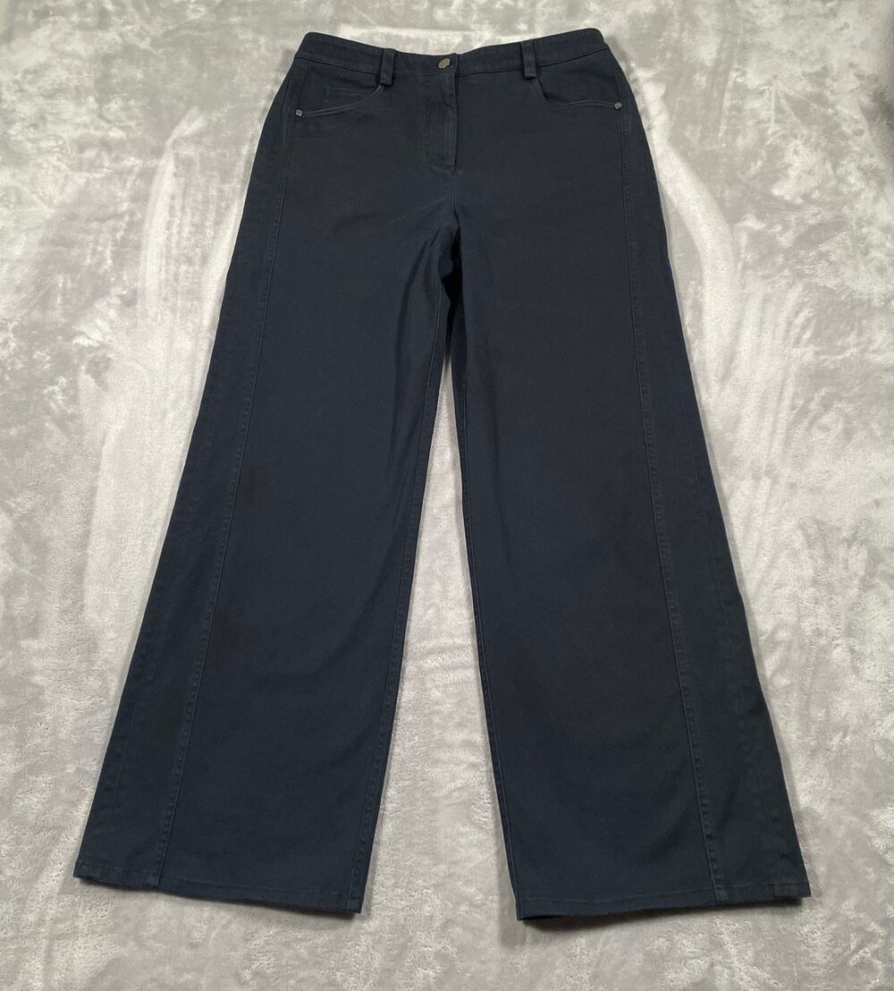 TWP Pants 8 Blue Wide Leg Stretch Casual Chic Quiet Luxury Classic Capsule Twill